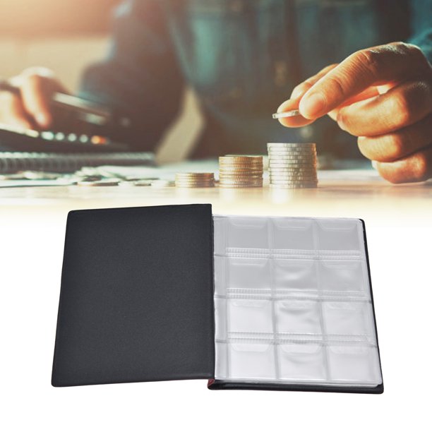 Colección De Libros De Monedas 120 Bolsillos De PVC Funda De PU Transparente