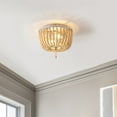 thumbnail image 3 of JONATHAN Y Allison 10" 2-Light Shabby Chic Farmhouse Wood Beaded/Metal LED Flush Mount, Antique Silver/Cream, JYL9074C, 3 of 9