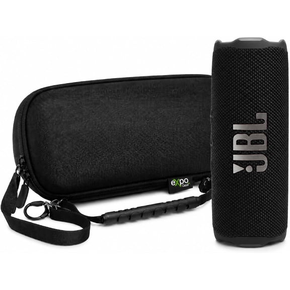 JBL Flip 7 - Portable Waterproof and Drop-Proof Speaker (Black) with Expo Gear Weather-Resistant Protective Hard-Shell Case
