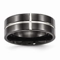 thumbnail image 1 of Titanium Men's Black IP Grooved Comfort Back Wedding Band Ring Size 7, 1 of 8