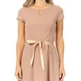 thumbnail image 5 of Women's Casual Solid Flared A Line Swing Dresses Short Sleeve with Satin Belt Trim, 5 of 6