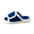 thumbnail image 2 of uublik Comfy Fuzzy Slippers for Women Open Toe Memory Foam House Shoes Indoor Outdoor Non Slip House Slides, Blue, 2 of 7
