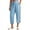 Blue-02, variant on Color Block Capris for Women - Casual Linen Elastic Waist Golf Sweatpants, Comfy Loose Workout Lounge Pants with Pockets for Summer