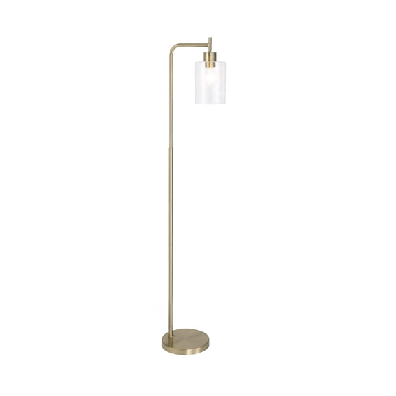 Décor Living Liza Modern Arched Floor Lamp with Glass Shade, Metal Floor Lamp with Weighted Base and Step Switch, 61" Height