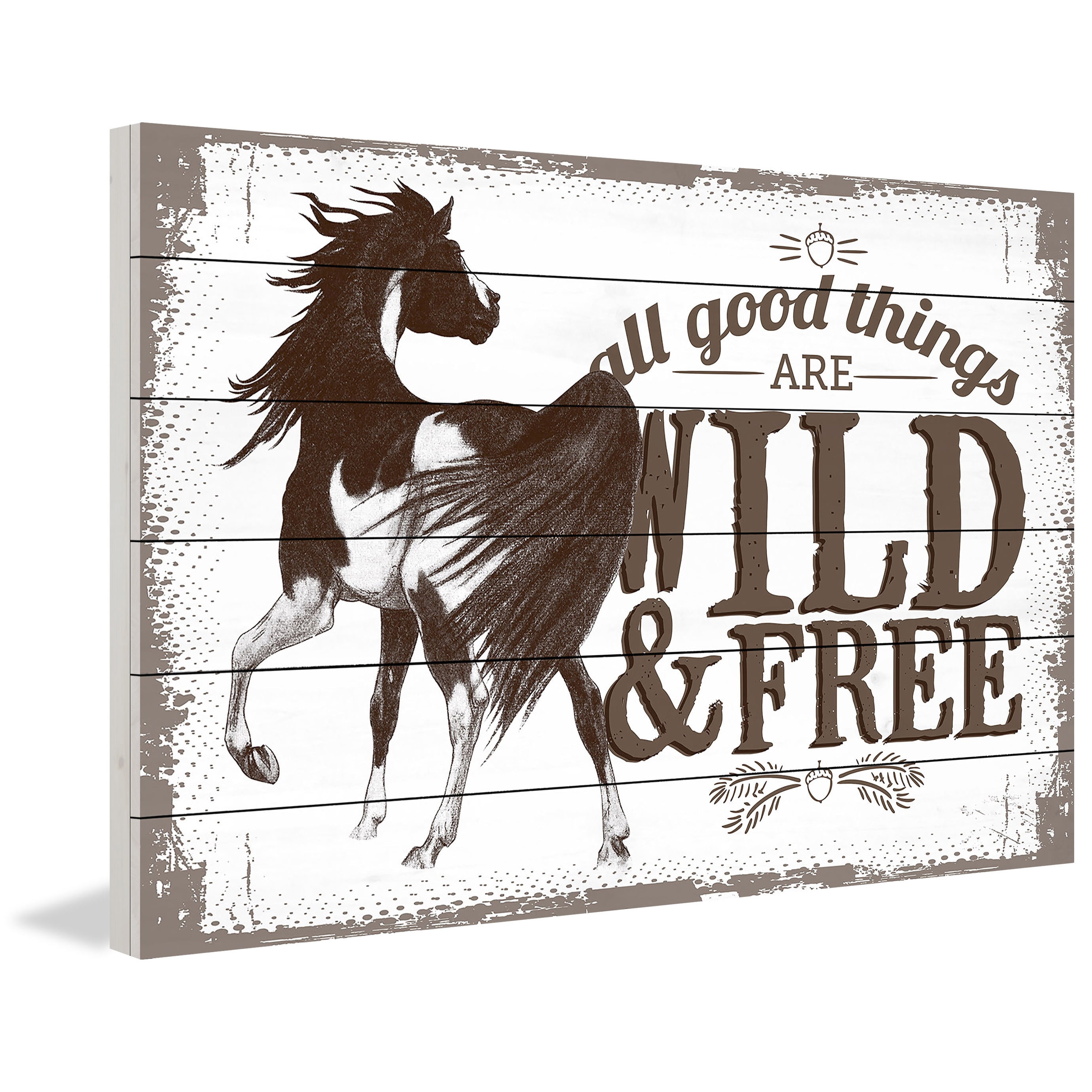 "Wild and Free" Painting Print on White Wood