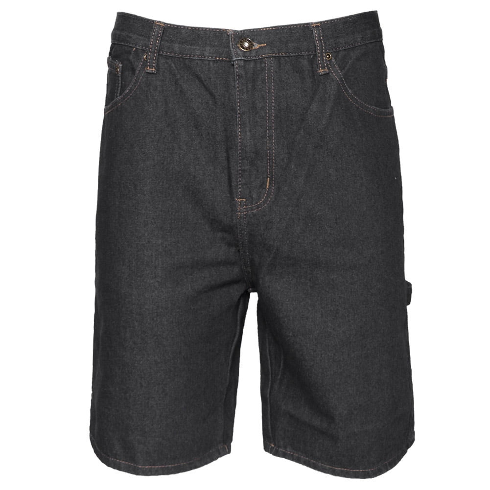 Mens Denim Cargo Shorts Premium Cotton Jeans Multi Pocket Denim Black