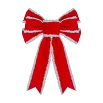 PEIBang Christmas Wreath Bow Vintage Red Wreath Bow Golden Edged Red Velvet Tree Topper Ornament for Home Decorations Party Supplies