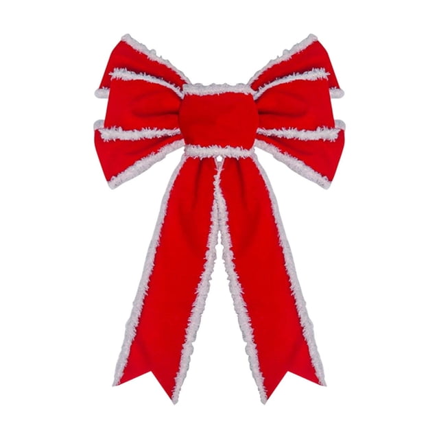 Velvet Ribbon Christmas Red Swallowtail Bow Decoration Wires Trims Flocking Bow