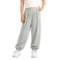 thumbnail image 2 of SGFCWSX Girls Sweatpants Elastic Waist Soft Loose Fit Jogger Pants with Elastic Cuffs for Kids Mint Green Size 9 Years, 2 of 5