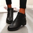 thumbnail image 7 of OAVQHLG3B Women's Round Toe Zipper Comfy Casual Shoes Solid Comfortable Middle Chunky Heeled Short Boots Shoes, 7 of 7