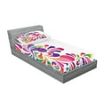 thumbnail image 2 of Ambesonne Colorful Fitted Sheet & Pillow Sham Set, Curvy Floral Design, Twinxl, Multicolor, 2 of 2