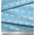 thumbnail image 2 of Soimoi Blue Rayon Crepe Fabric Rope & Umbrella Fashion Print Fabric by the Yard 46 Inch Wide, 2 of 3