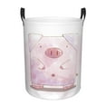 thumbnail image 2 of YFYANG Waterproof Laundry Hamper, Cute Pink Cartoon Pig Laundry Basket Oxford Fabric with Handle Foldable, S, 2 of 8