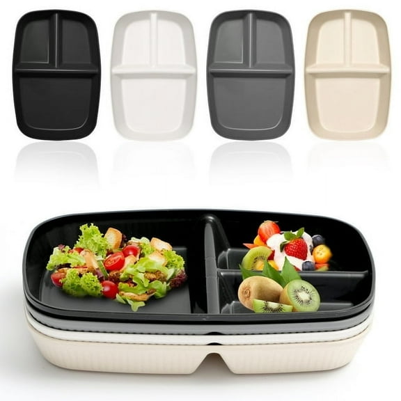 YUESHENGHAO Adult Divider Plate (10.6 inches) Unbreakable Wheat Weight Control Plate (3 compartments) Weight Loss Plate, Reusable Divider Lunch Plate BPA free, Dishwasher and Microwave Safe (4 colors)