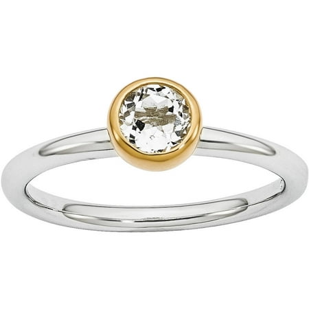 Stackable Expressions White Topaz Sterling Silver with Gold-Plate Ring