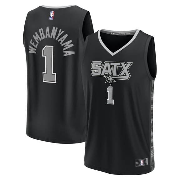 Youth Fanatics Victor Wembanyama Black San Antonio Spurs Fast Break Replica Player Jersey - Statement Edition