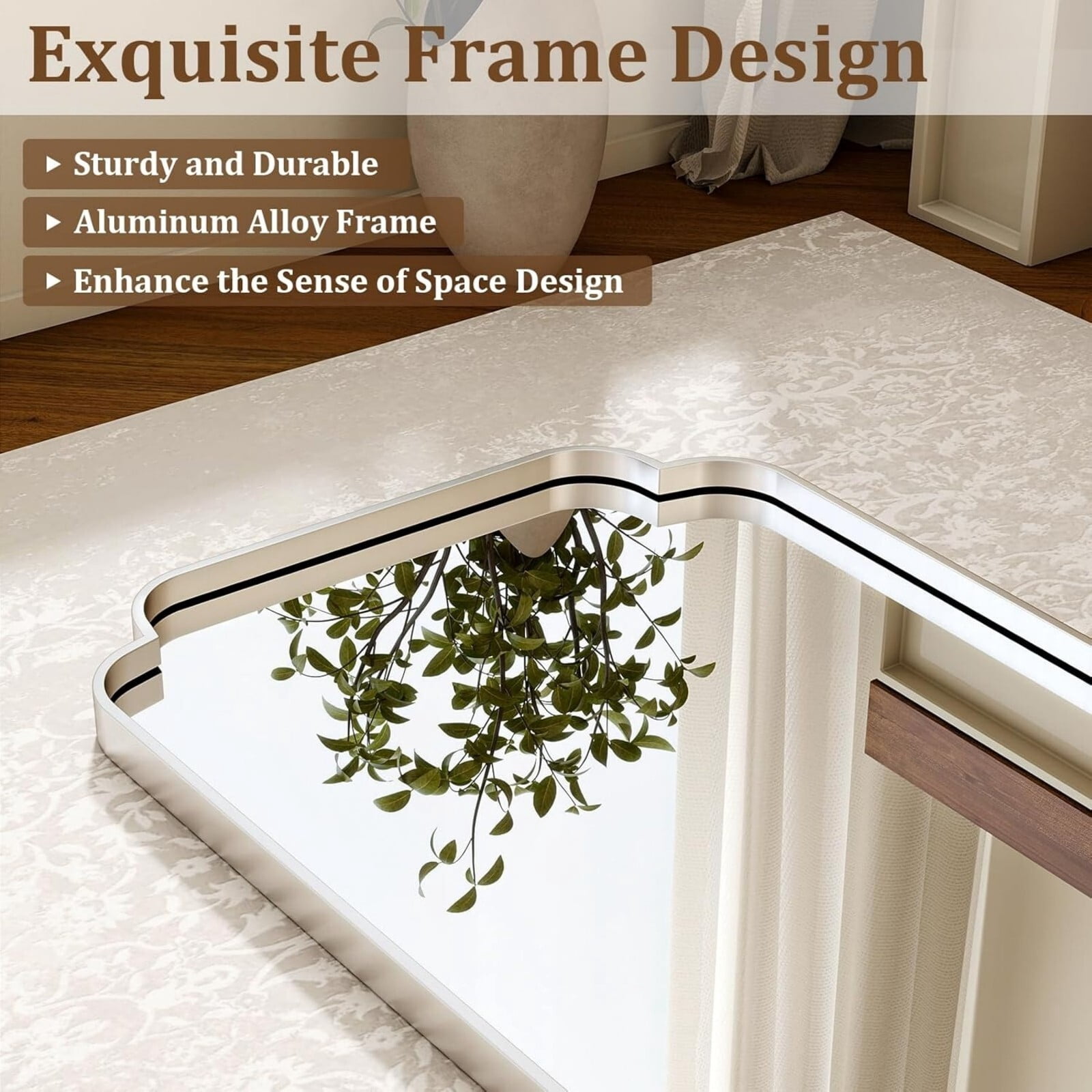 Puremirror 30"x20" Vanity Mirror with Deep Frame Arched Bathroom Mirror Bedroom, Silver