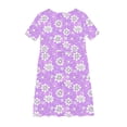 thumbnail image 3 of RXIRUCGD 2025 Summer Clothes for Kids Girl's Flower Print Short Sleeve Stretchy Dress Summer Sleeve Round Neck Dress Dance Skirt for Kids, 3 of 4