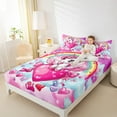 thumbnail image 4 of Homewish Cute Cartoon Unicorn Twin Sheet Sets,3D Loves Bowtie Twin Fitted Sheet,Fairy Tale Theme Flat Sheet For Girls Kids,Super Cozy Room Decor,3 Pieces, 4 of 7
