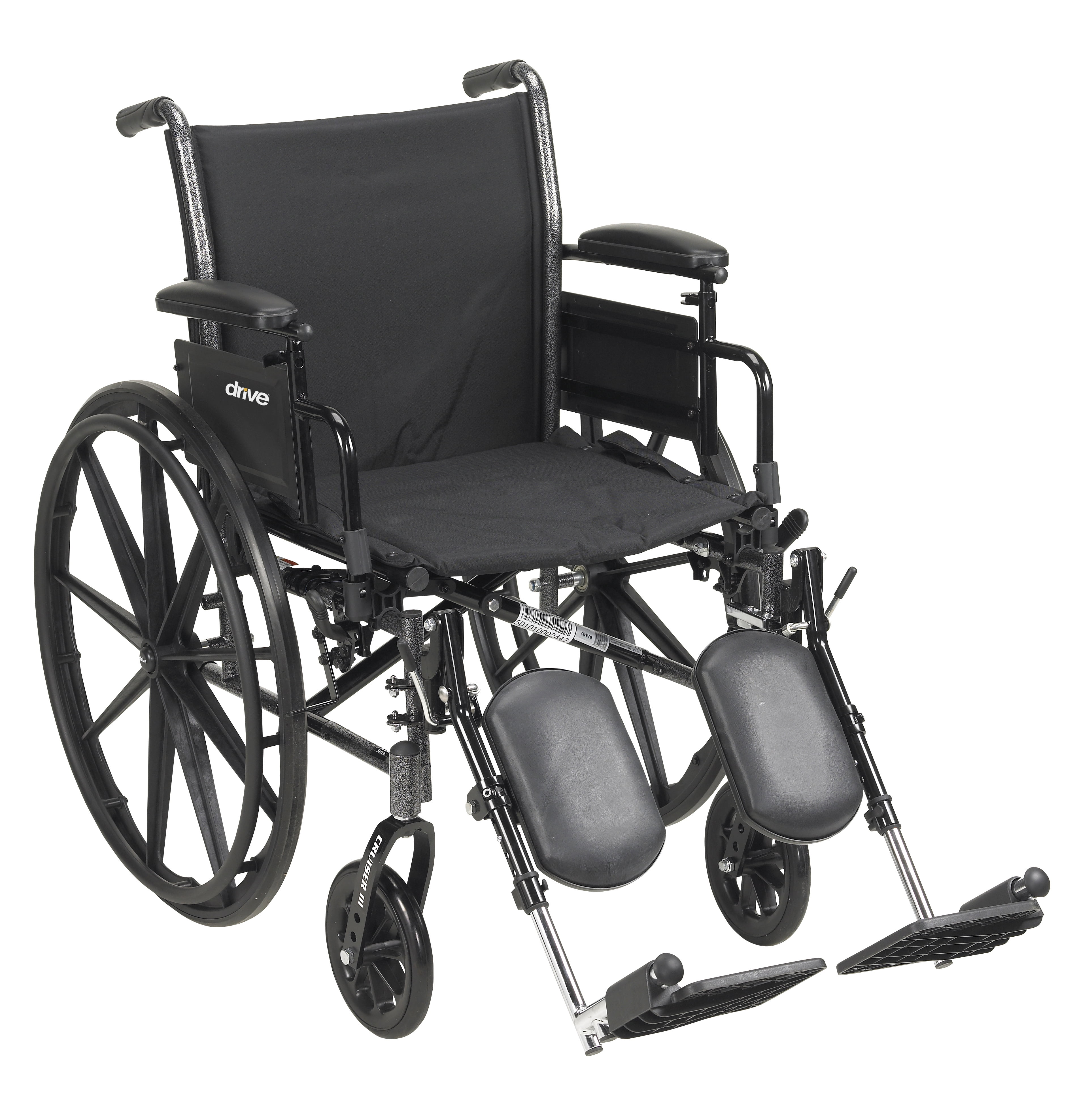Drive Medical Cruiser III Light Weight Wheelchair with Flip Back Removable Arms, Adjustable Height Desk Arms, Elevating Leg Rests, 18"