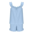 thumbnail image 6 of RMGVDSD Womens Pajamas Set 2 Piece Ruffle Pajama Soft Tank Top and Shorts Sleepwear Set 2 Piece Summer Solid Color Sleeveless Loungewear, 6 of 6