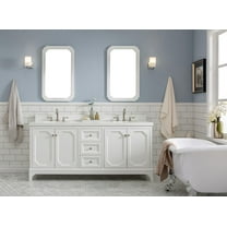 Water Creation Queen 72"W Wood Double Bathroom Vanity in Pure White