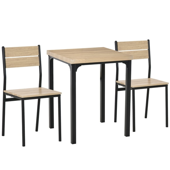 HOMCOM 3-piece Dining Table Set with 2 Chairs, Compact Kitchen Table and Chairs for 2 for Breakfast Nook, Dining Room, Small Spaces, Space Saving