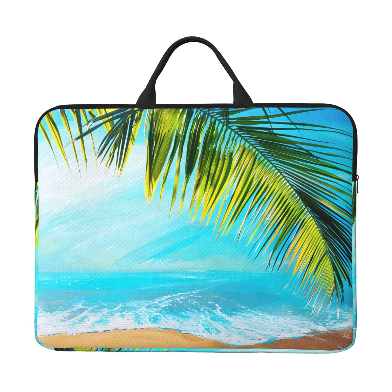 Laptop Sleeve Bag For Women Men 14inch Waterproof Durable Protective Computer Carrying Cover Handle Laptop Case Bag Beach Palm Leaf (2) (1)
