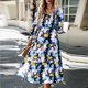 thumbnail image 4 of Vestido Vestido midi de corte A para mujer, vestido elegante con estampado escalonado, vestido elegante para ir al trabajo Ygjytge Azul T L para Mujer, 4 of 8