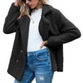 thumbnail image 3 of Defitshape Women's Soft Fluffy Blazer Jackets & Coats Lapel Collar Warm Thick Fuzzy Teddy Fleece Casual Double Breasted Jackets & Coats Black 20, 3 of 4