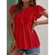 thumbnail image 4 of Top de verano con cuello redondo y cordones Nikou camiseta de jacquard con ojales, 4 of 8