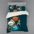 thumbnail image 2 of Ambesonne Christmas Bedding Set 3 Pcs, Vivid Balls Ribbons, Twin XL, Petrol Blue Grey Red, 2 of 3