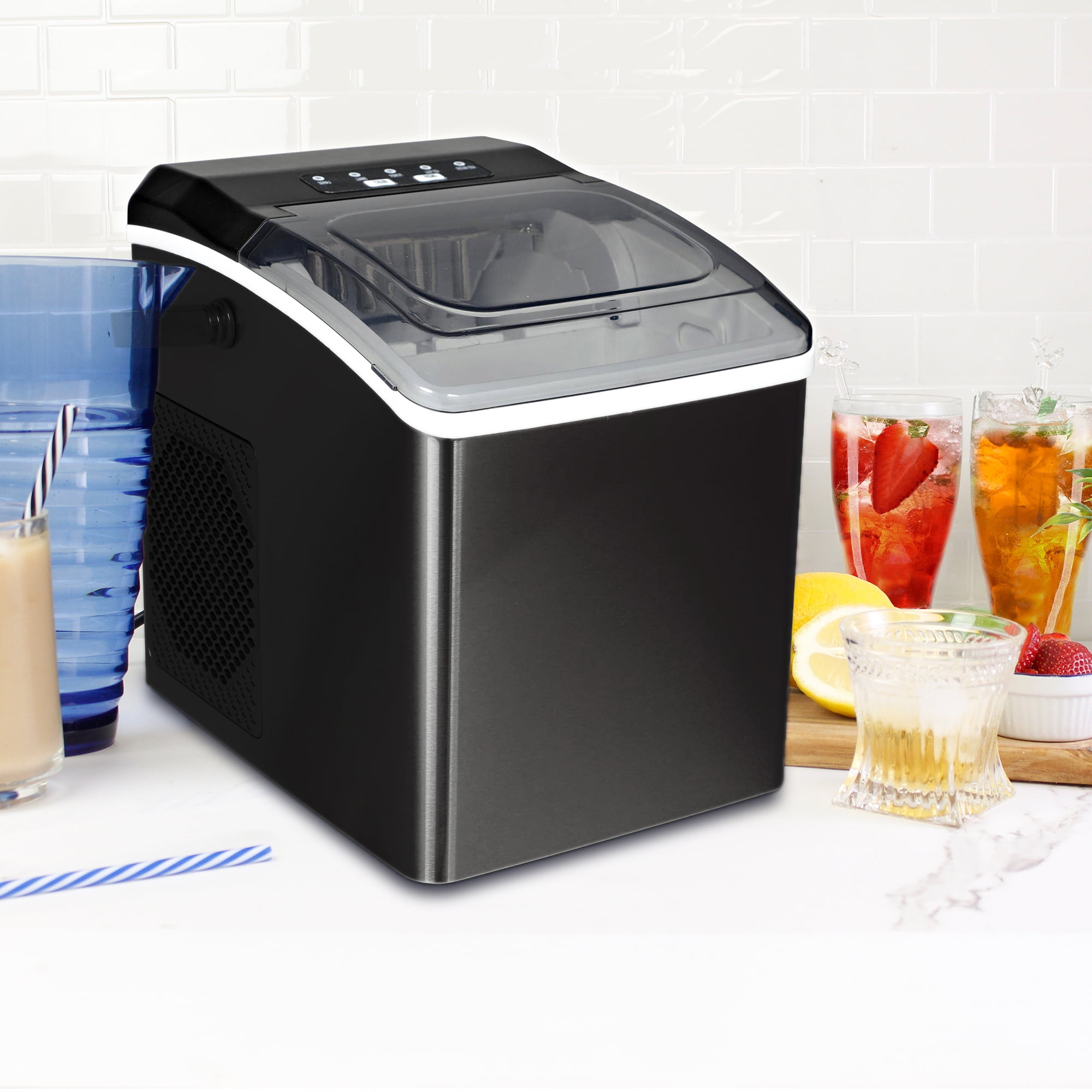 Koolatron KIM26B Compact Countertop Ice Maker with Digital Controls and LED Indicators