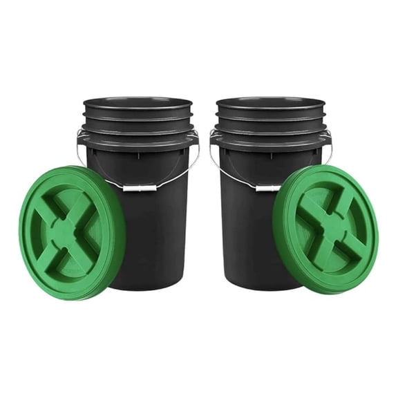 7 Gallon Large Bucket with Air Tight Screw On Lid- Food Grade BPA Free(Pack of 2) Made in USA