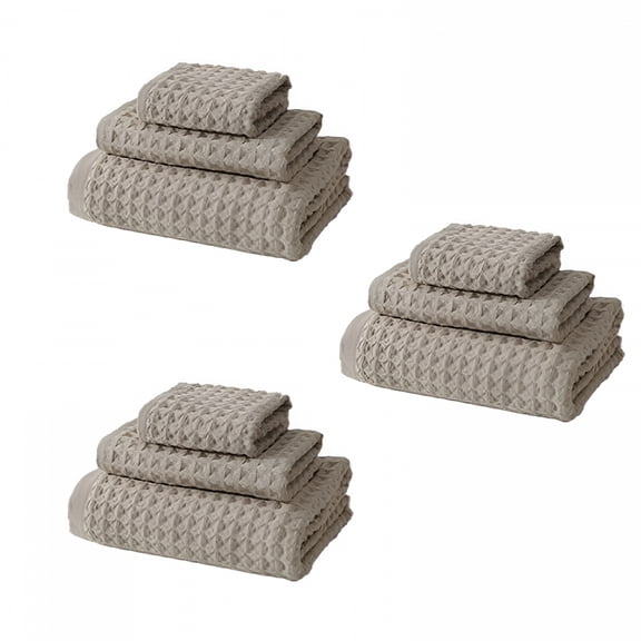 AUQ 2026 New 100% Cotton Waffle Bath Towels for Bathroom Soft Waffle Weave Bath Towel Set Oversize Quick Dry Waffle Bath Towel Hand Towel Face Towel Bathroom Towel Set 3 Pcs Set