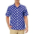 thumbnail image 1 of Lars Amadeus Men's Summer Polka Dots Shirt Button Down Short Sleeves Pattern Shirts XL Dark Blue, 1 of 6
