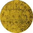 thumbnail image 1 of Ahgly Company Machine Washable Indoor Round Oriental Yellow Industrial Area Rugs, 8' Round, 1 of 4