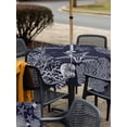 thumbnail image 5 of Outdoor Tablecloth with Umbrella Hole for Patio/Picnic/Party/Camping, Navy Blue Coastal Waterproof Table Cloth Square Cover Washable, Starfish Coral Summer Beach Ocean (54"x 54"), 5 of 8