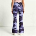 thumbnail image 6 of Spazoro Girls Flare Pants with Pockets, Lightweight Camouflage Print Relaxed Fit Button Closure Retro Bell‑Bottom Trousers for Street Daily Wear Purple Size 13-14, 6 of 7