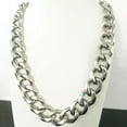 thumbnail image 3 of QQTDFG 8/10/12/15/17/19mm High Polished Silver Stainless Steel Mens Curb Chain Necklace-19mm-30 inch necklace, 3 of 5