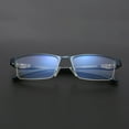 thumbnail image 4 of Mens Fashion Blue Light Blocking Half Rimless Reading Glasses 3.5, Metal Blue Spring Hinge Business Rectangle Readers +3.50, 4 of 5