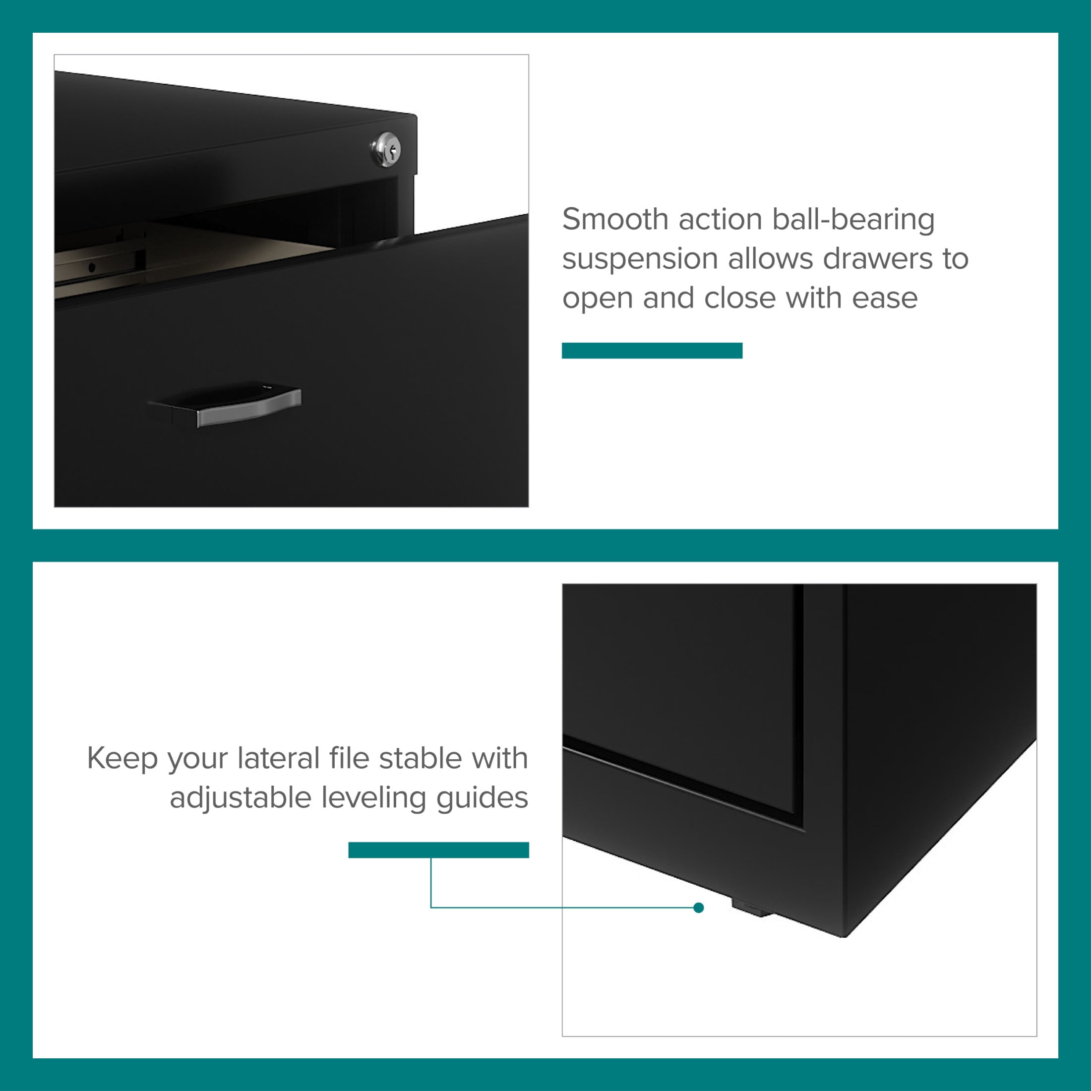 Space Solutions 30 inch Wide 2 Drawer Lateral File Cabinet for Home or Office, Black