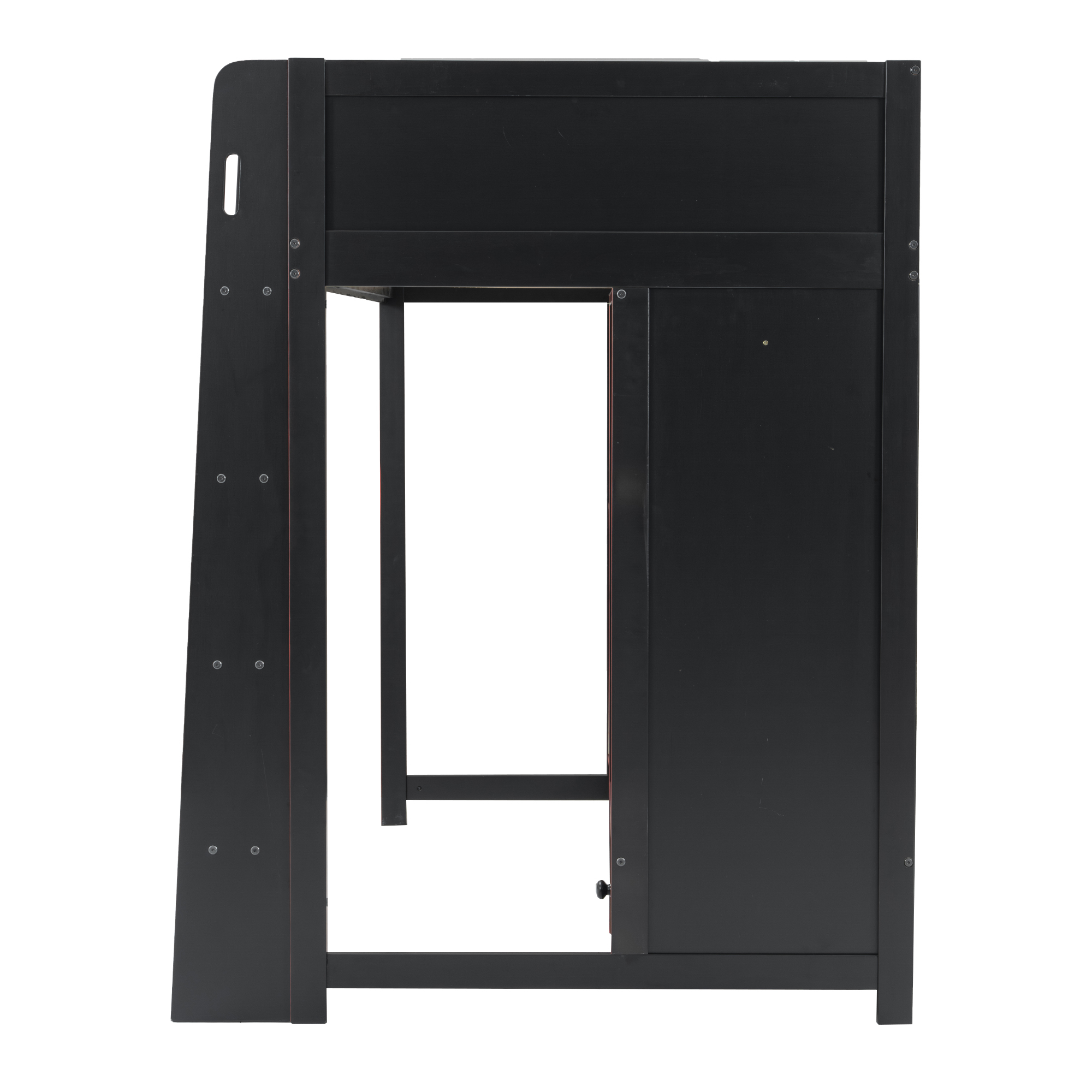 Euroco Wood Twin Size Loft Bed with Desk and Drawer, Gaming Bed with LED Light and Open Wardrobe