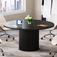 thumbnail image 6 of Finmind 47-inch Round Conference Table for 4-6 People, Wooden Meeting Table with Sturdy Metal Base for Conference Room, Black, 6 of 8