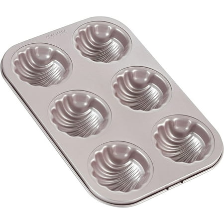 

Madeleine Mold Cake Pan 6-Cavity Non-Stick Spherical Shell Madeline Bakeware for Oven Baking (Champagne Gold) (1pc)