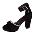 thumbnail image 4 of Rokment Glitter Rhinestones High Heels Platform Dressy Sandals for Women Ladies 2026 Elegant Suede Open Toe Ankle Strap Chunky Block Heeled Dress Pumps Summer Shoes Silver Size 5.5, 4 of 5