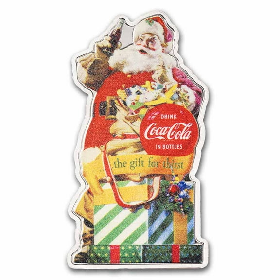 Coca-Cola® Santa 1 oz Silver Shaped Piece w/ Box & COA