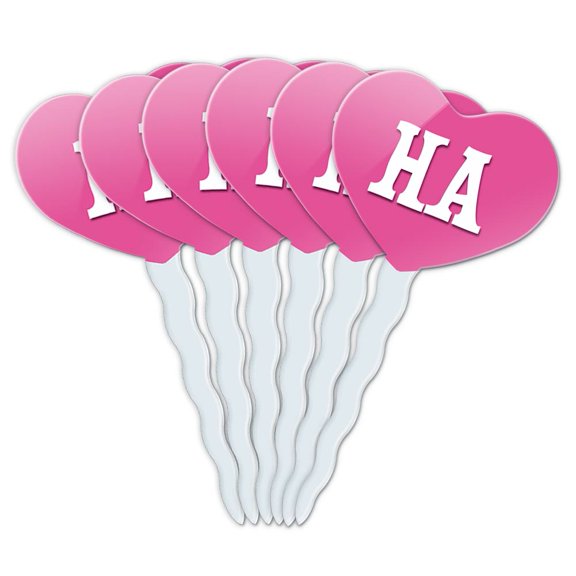 Ha Heart Love Cupcake Picks Toppers - Set of 6