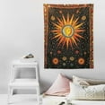 thumbnail image 4 of ONETECH  Burning Sun Tapestry for Bedroom Living Room and Dorm Decor Celestial Moon Star Planet Bohemian Tapestries Orange Twin, 4 of 7