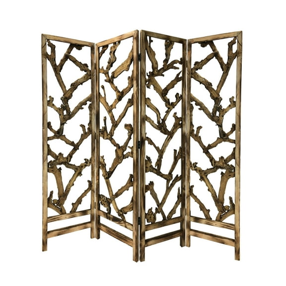 Sg-367A 7Ft 4 Panel Mulbery Alpine Screen Room Divider